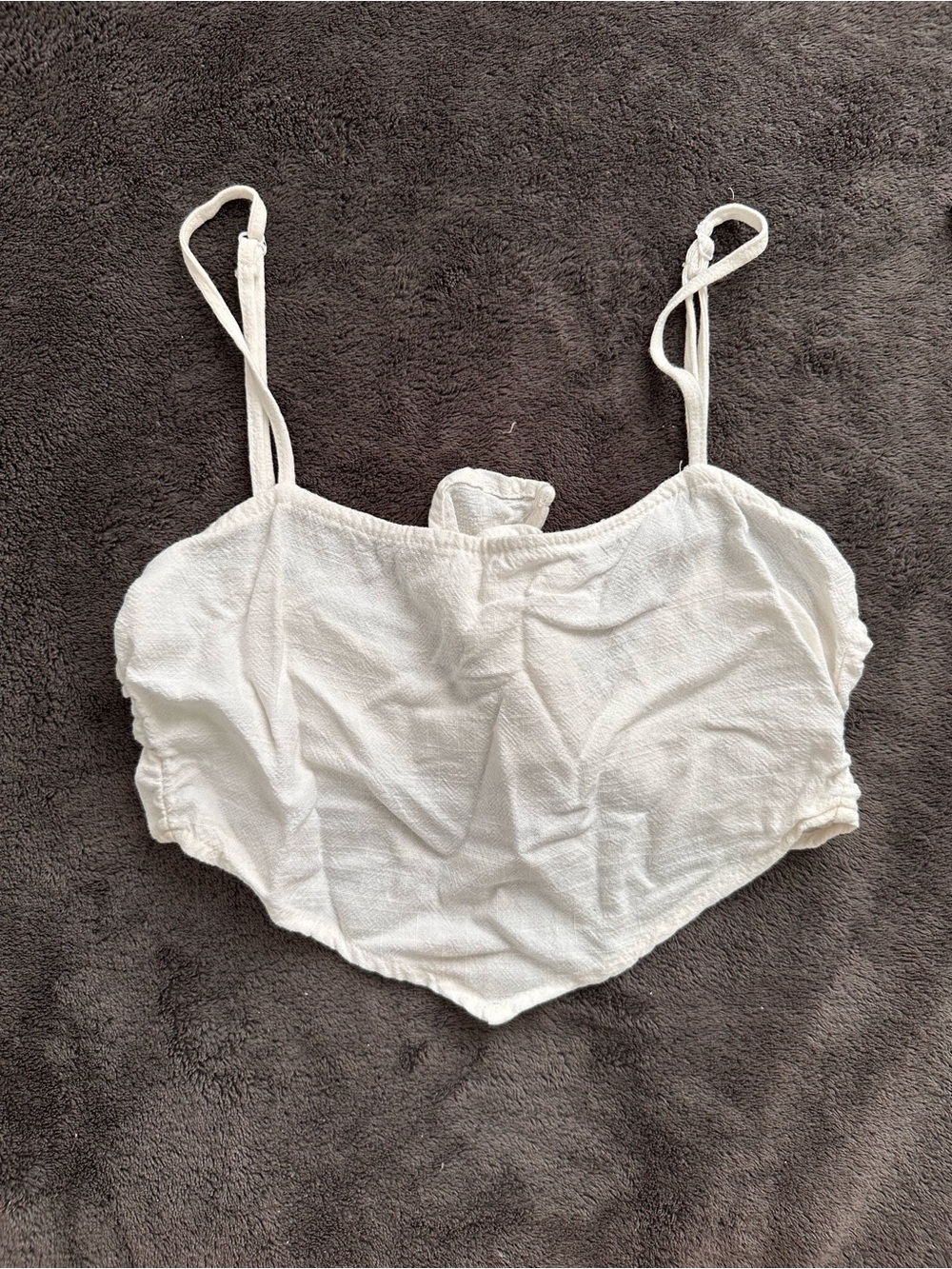 La Hearts White Spaghetti Strap Cropped Tank